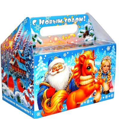 Детский подарок на Новый Год в картонной упаковке весом 1000 грамм