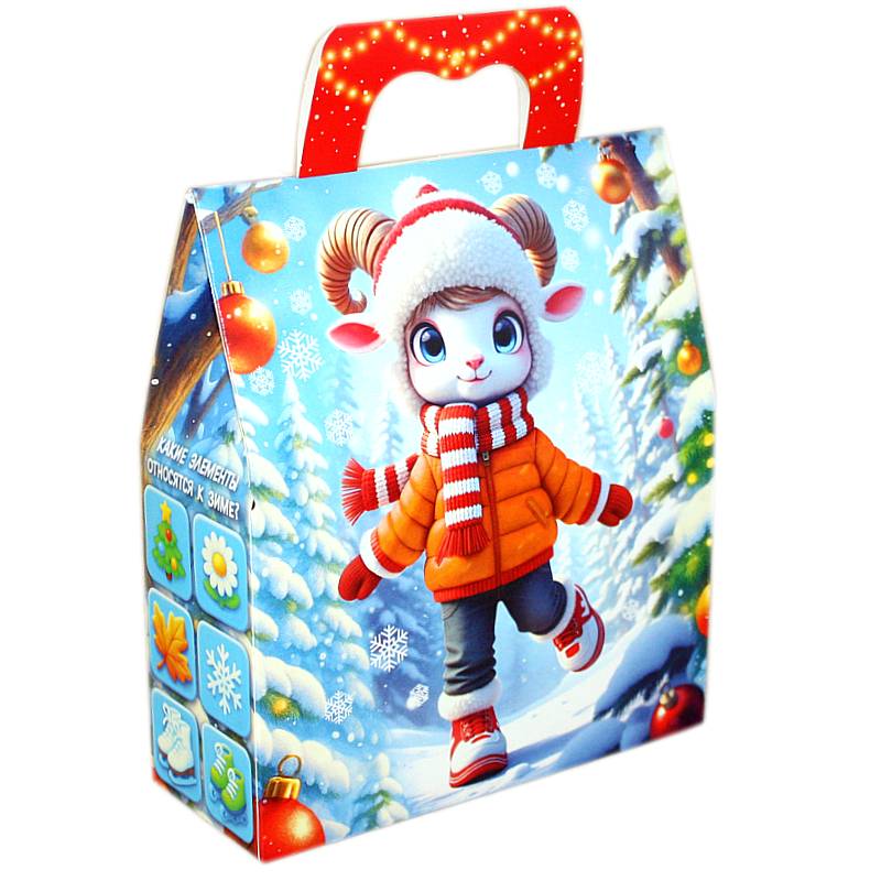 Детский новогодний подарок в картонной упаковке весом 600 грамм в Пушкино